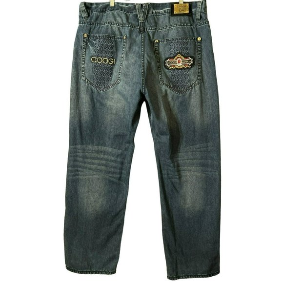 Coggi Australian Men's Embellished Denim Jeans 40 x 34 Medium Wash Applique - Picture 5 of 8